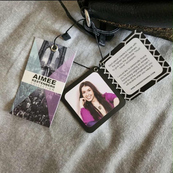 NWT Aimee Kestenberg Genuine Leather Gold Dusted Seude Crossbody Bag - Picture 5 of 10